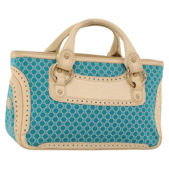 CELINE Macadam Canvas Boogie bag Hand Bag Blue Auth